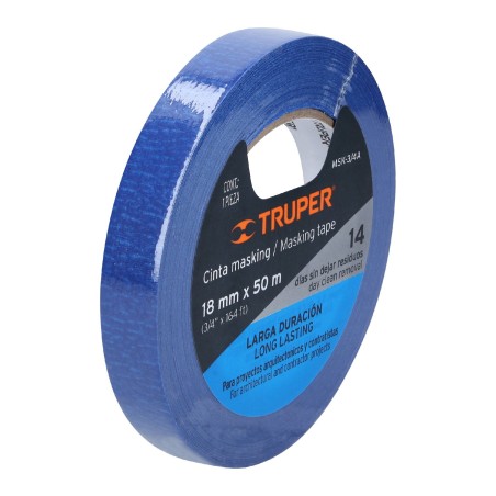 Cinta masking tape azul de 3.4" x 50 m para pintor. Truper