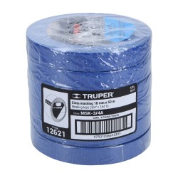 Cinta masking tape azul de 3.4" x 50 m para pintor. Truper