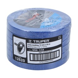 Cinta masking tape azul de 1.2" x 50 m para pintor. Truper