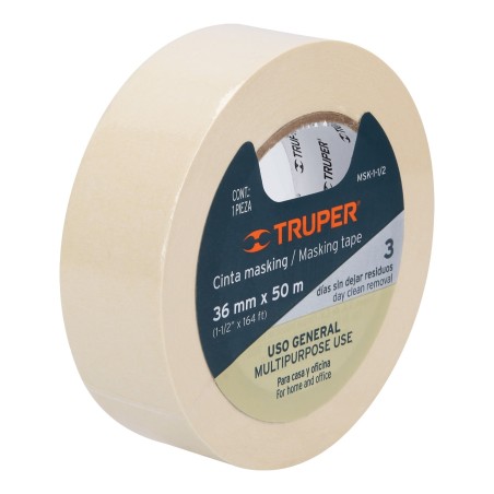 Cinta masking tape de 1.1.2" x 50 m. Truper