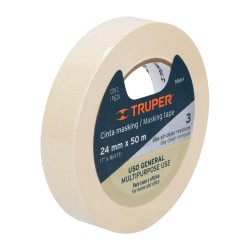 Cinta masking tape de 1" x 50 m. Truper