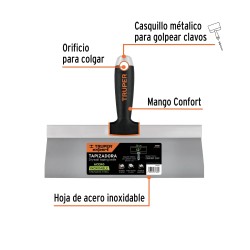 Espátula tapizadora de 12" acero inoxidable. Truper Expert