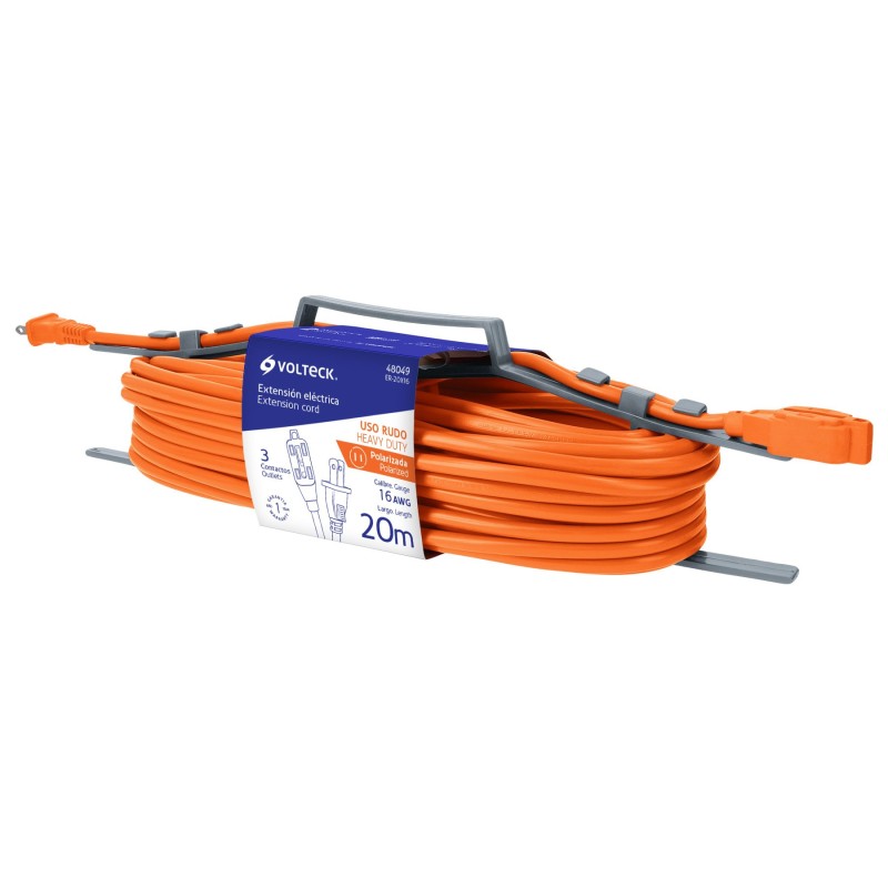 Extensión eléctrica de uso rudo 20 m 2x16 AWG. Volteck